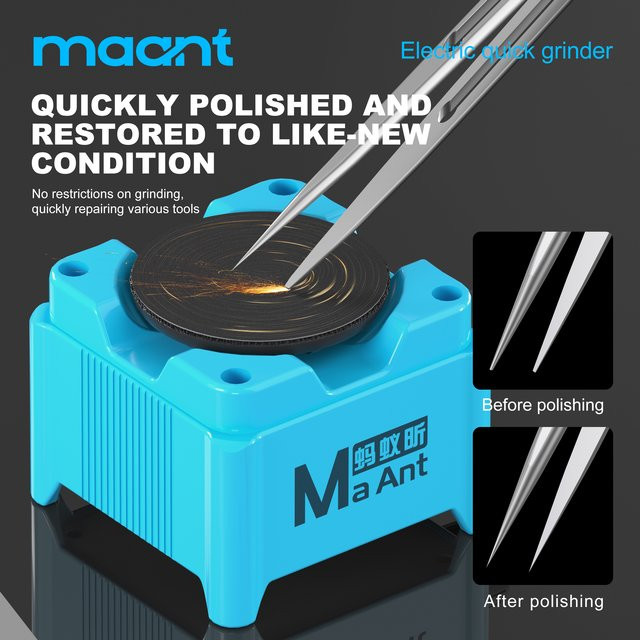 MAANT KM1 Mini Elektrische Schleifmaschine in Blau für die Reparatur von Zangen, Pinzetten, Schnitzklingen und Lötkolbenspitzen - Bild 1
