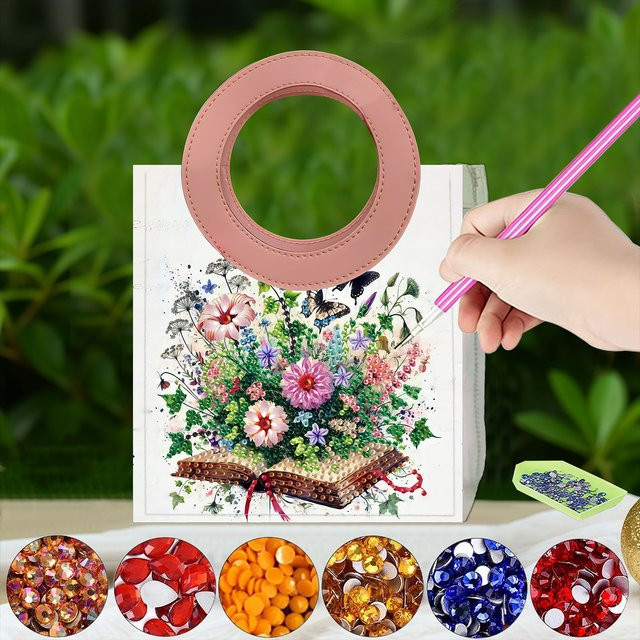 DIY Blumen-Diamant-Malerei Geschenktüte aus transparentem PVC mit Multicolour-Diamanten und Zubehör-Set - Bild 1