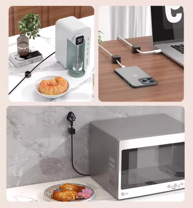 Magnetische Kabelklemmen als selbstklebender Kabel-Organizer für Schreibtisch und Büro in Schwarz und Weiß - Bild 3