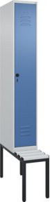 C+P Spind Classic PLUS Garderobenspind mit Sitzbank, 1 Abteil, Lichtgrau, B/H/T: 212,0 x 81,5 x 30,0 cm - Bild 1