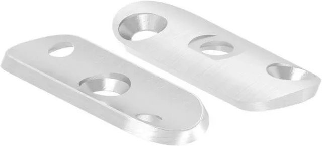 FeNau Handlaufanschlussplatte aus V2A Edelstahl in Silber für Rohr 42,4 mm, versetzt gesenkt, B: 63 mm, T: 25 mm, H: 4 mm - Bild 1