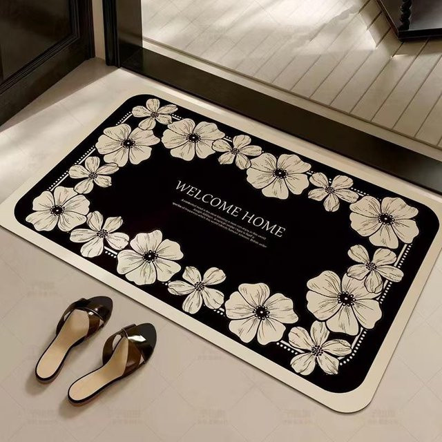 Rutschfeste Badezimmer-Fußmatte von Yiran Furniture in Schwarz, schnelltrocknend und schmutzabweisend, B/T: 60 x 40 cm - Bild 1