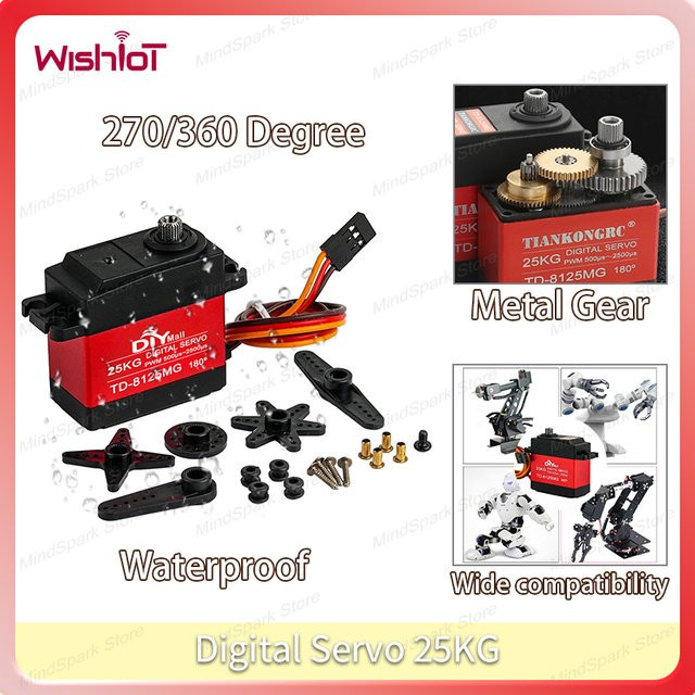 wishiot Digitales Servo, Metallgetriebe, 270/360 Grad, wasserdicht - Bild 1