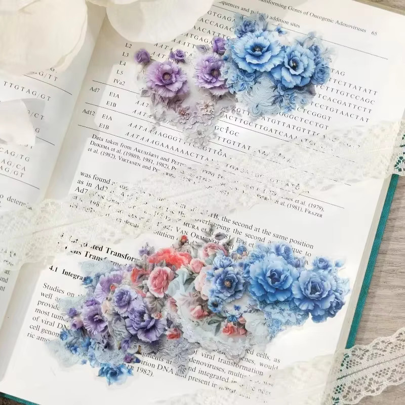 20 Stück Retro-Aufkleber Set mit Spitzenmotiven für DIY-Blumenarrangements und Sammelalben, Mehrfarbig, B: 13,9 cm, H: 9,8 cm - Bild 1