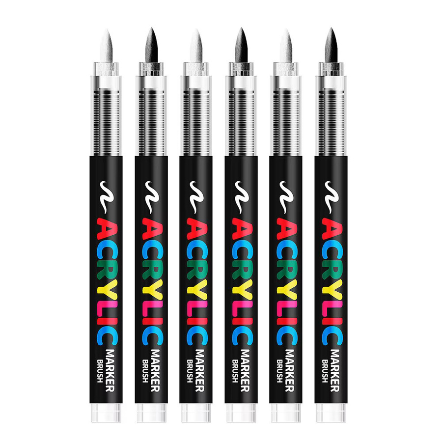 Hopk Acryl-Malstift-Set mit 12 Farben und Pinselspitzen inklusive schwarzem und weißem Marker für Holz, Stein und Leinwand - Bild 4