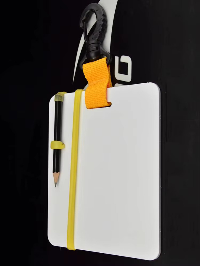 KEEP DIVING Unterwasser Schreibtafel mit Drehclip und Bleistift für Taucher in Gelb und Weiß - Bild 3