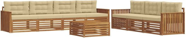 vidaXL Outdoor-Sofagarnitur aus Akazienholz mit Kissen, 8-teilig, Natur und Beige - Bild 1