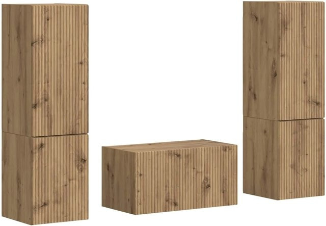 vidaXL TV-Schrankset aus Holzwerkstoff in Artisan-Eiche Braun mit 5 Wandregalen - Bild 1