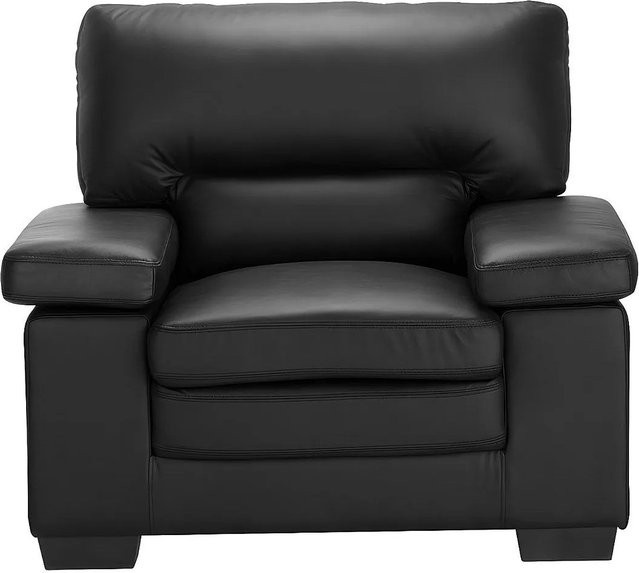 Vente-unique Sessel Mimas mit gerader Rückenlehne aus schwarzem Büffelleder, Höhe: 109 cm - Bild 1