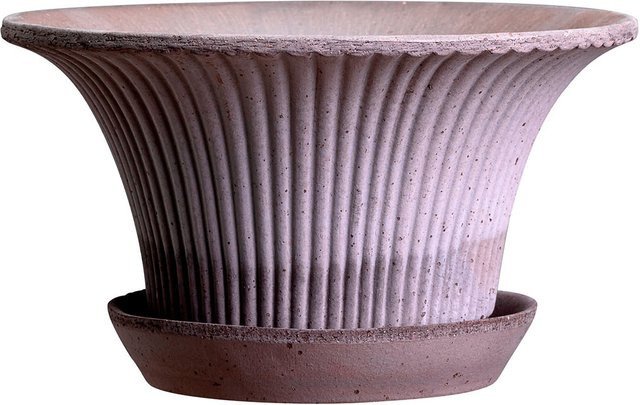 Bergs Potter Blumentopf Daisy Raw Pot mit Untersetzer, Farbe Grau, Durchmesser: 25 cm - Bild 1