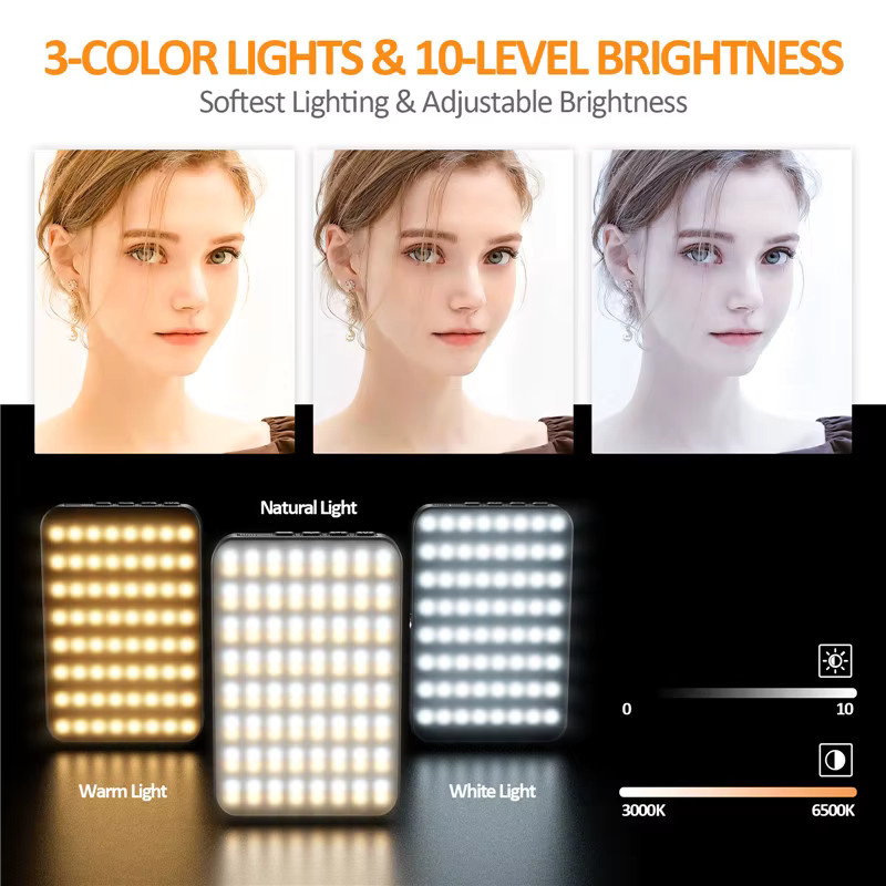 SZKOSTON Magnetisches RGB-LED-Fill-Light mit 2000mAh Akku in Schwarz für iPhone, DSLR und Laptop zur Fotografie und zum Live-Streaming - Bild 3