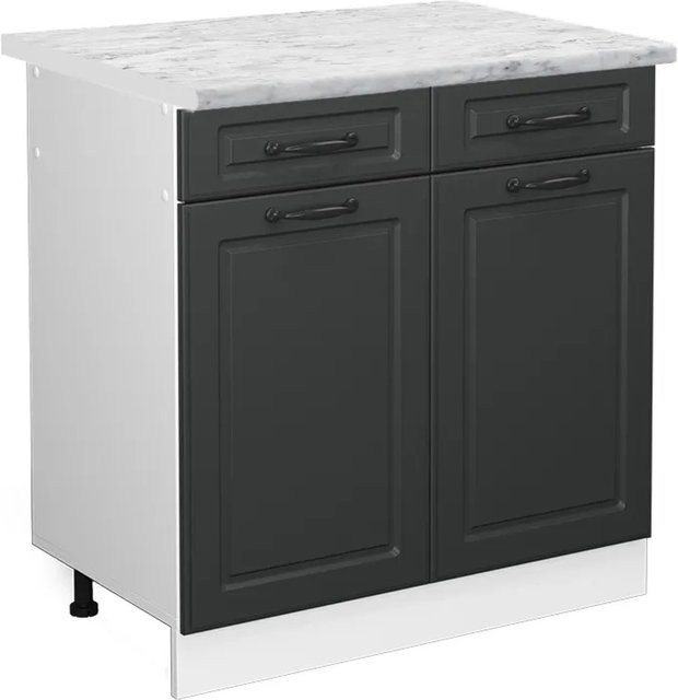Vicco Küchenunterschrank R-Line Landhaus Stil Anthrazit und Weiß B: 80 cm, T: 60 cm, H: 81,6 cm - Bild 1