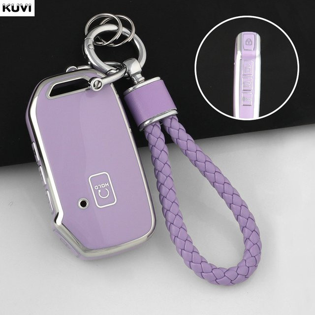 Kuvi TPU Schlüsselhülle für Kia Ceed Cerato Forte Niro Seltos Sorento Soul Sportage Telluride K5 Keyless Go, Farbe: Lila - Bild 1