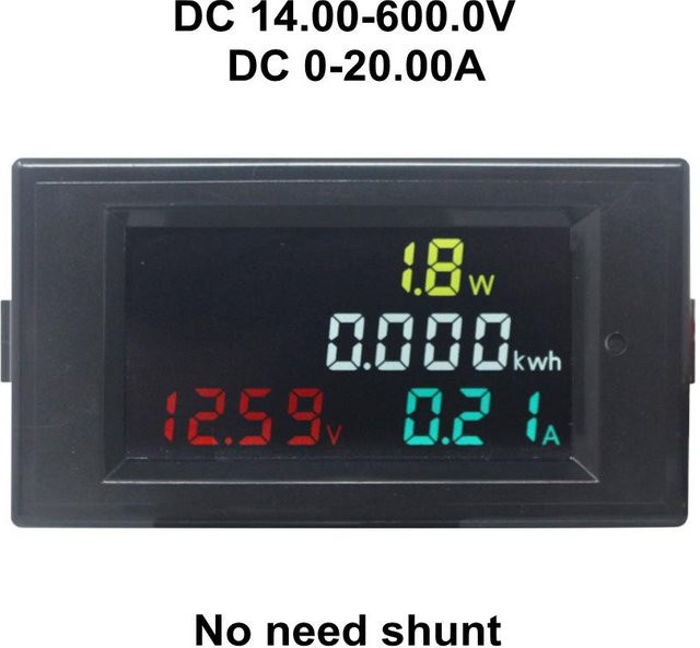 KETOTEK Leistungsmesser Green: Genaues Voltmeter, Amperemeter und Energiezähler zur Messung von Spannung, Strom, Watt und kWh (20A ohne Shunt) - Bild 1