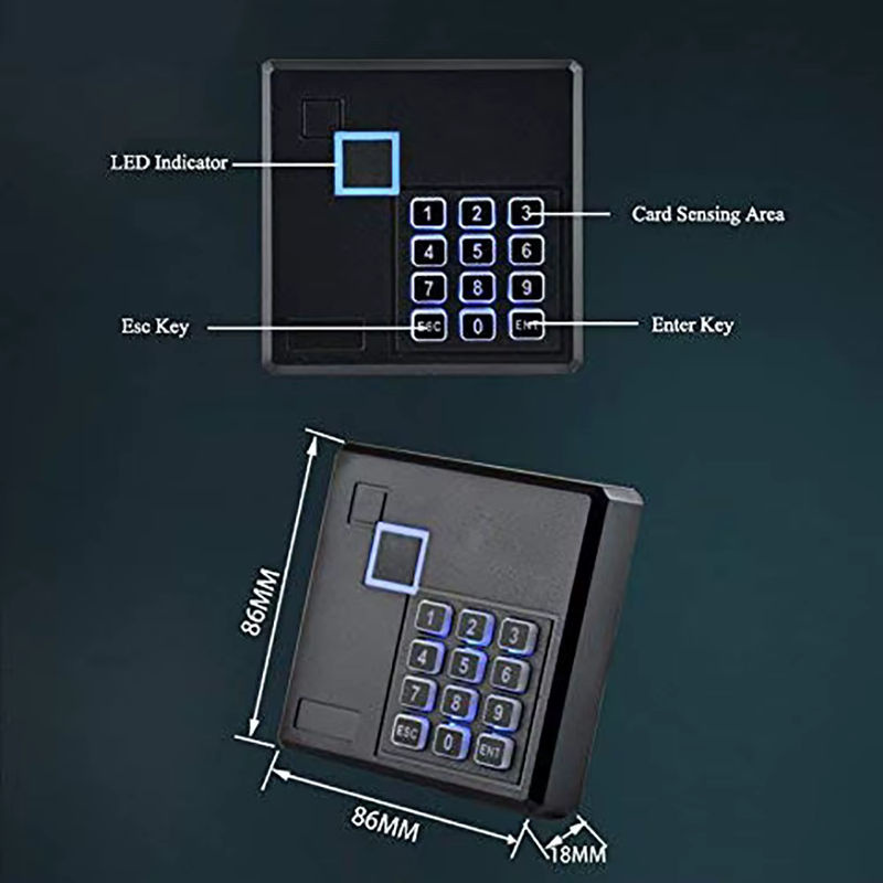 LUCKING DOOR Proximity-RFID-ID-Kartenleser mit Tastatur für die Türzugangskontrolle, 125 kHz, Wiegand 26 Bit, Farbe Schwarz - Bild 5