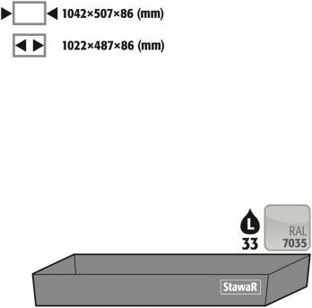 asecos Bodenauffangwanne STAWA-R für Sicherheitsschränke der Q30, Q90 und S90 Serie, Stahlblech, lichtgrau, B: 104,2 cm, T: 50,7 cm, H: 8,6 cm, 33 l - Bild 1