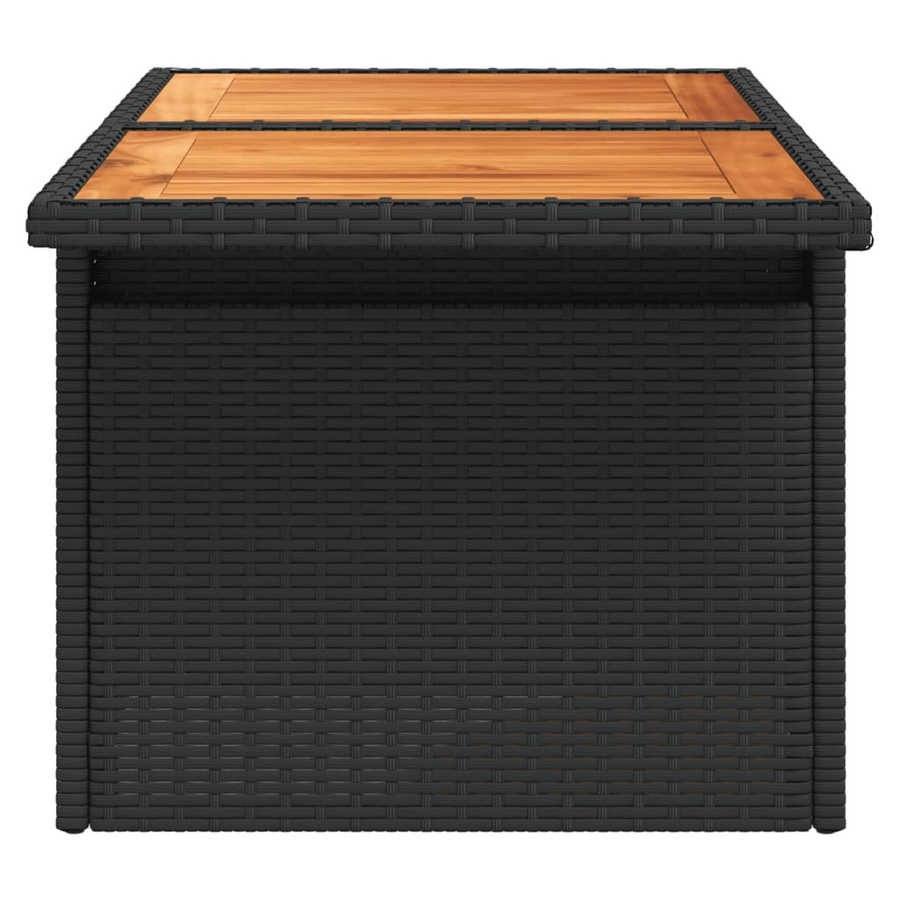 vidaXL Gartentisch aus Polyrattan und Akazienholz in Schwarz, B/T/H: 100 x 55 x 73 cm - Bild 4
