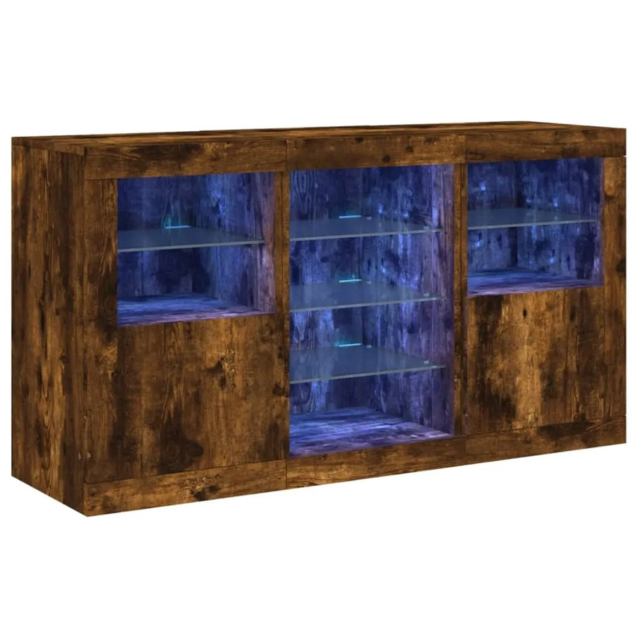 vidaXL Sideboard modern in Räuchereiche mit integrierter LED-Beleuchtung, B/T/H: 123 x 37 x 67 cm - Bild 2