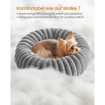 FEANDREA Hundebett und Katzenbett in Grau mit abnehmbarem Bezug und rutschfester Unterseite, Größe S - Bild 2