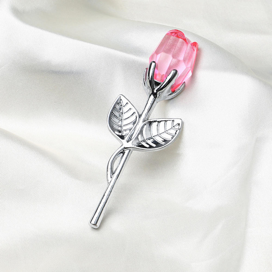 Yiran Furniture Kristallglas Rose Kunstblume in Rot mit Silber und Gold Stiel für Valentinstag und Hochzeiten - Bild 1