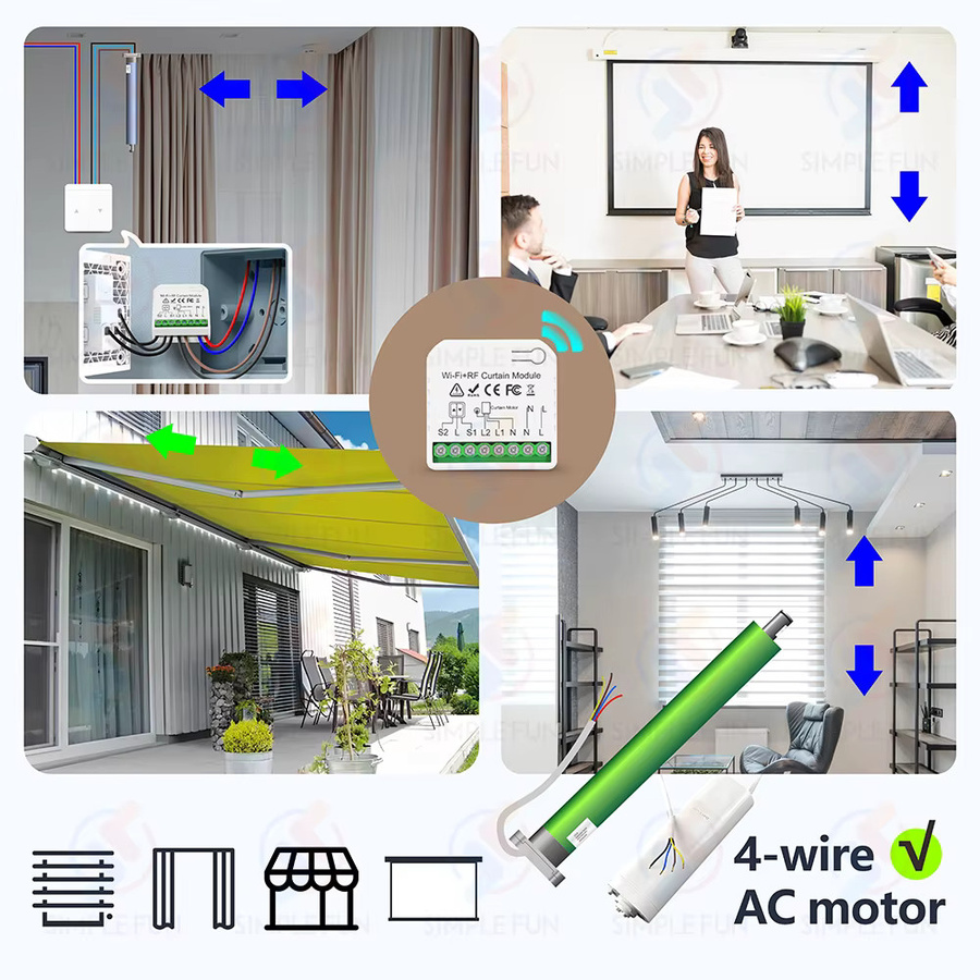Tuya WiFi RF Smart Modul für Vorhang-Rollverschlüsse, 5-in-1-Fernbedienung für Jalousien und Markisen, Weiß, kompatibel mit Alexa und Google Home - Bild 2