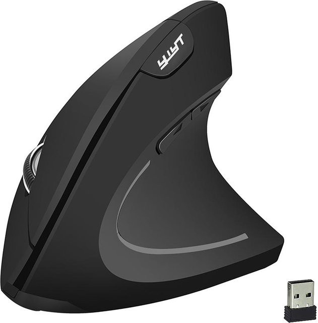 YWYT Kabellose vertikale Maus mit 2,4 GHz, ergonomische aufrechte optische Maus mit 3 Stufen verstellbar, Schwarz - Bild 1