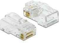 Delock RJ-45 Crimp+Cut+Curve Stecker Cat.6 UTP Ethernet LAN Steckdose, transparent - Bild 1