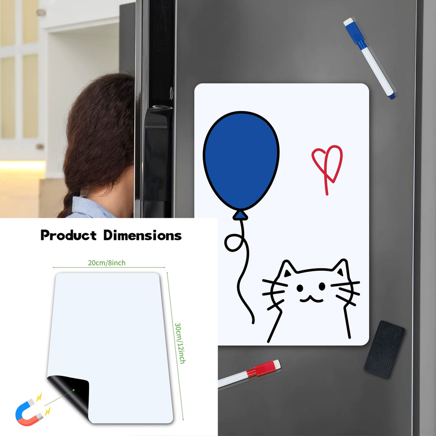 Magnetisches Whiteboard in Weiß als löschbare Einkaufsliste für den Kühlschrank mit Klebefolie - Bild 3