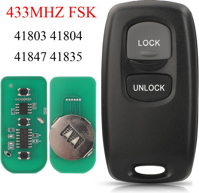 Jingyuqin Funkfernbedienung mit 2 Tasten für Mazda M6 2 3 6 Serie 2014-2018 und Ford Ranger Everest 2003-2010, 433MHz FSK, Schwarz - Bild 1