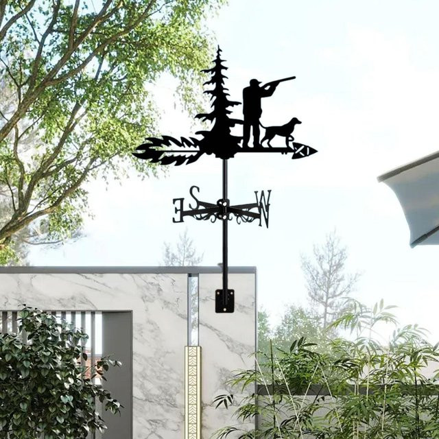 Topmartbuy Wetterfahne Mann und Hund aus Eisen als Windfahne für Bauernhof und Garten - Bild 1