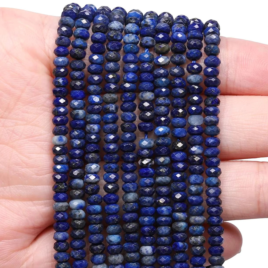 Kuoyu Perlen, Lapislazuli, 4x2mm, Facettierte Rondelle, Unisex - Bild 4