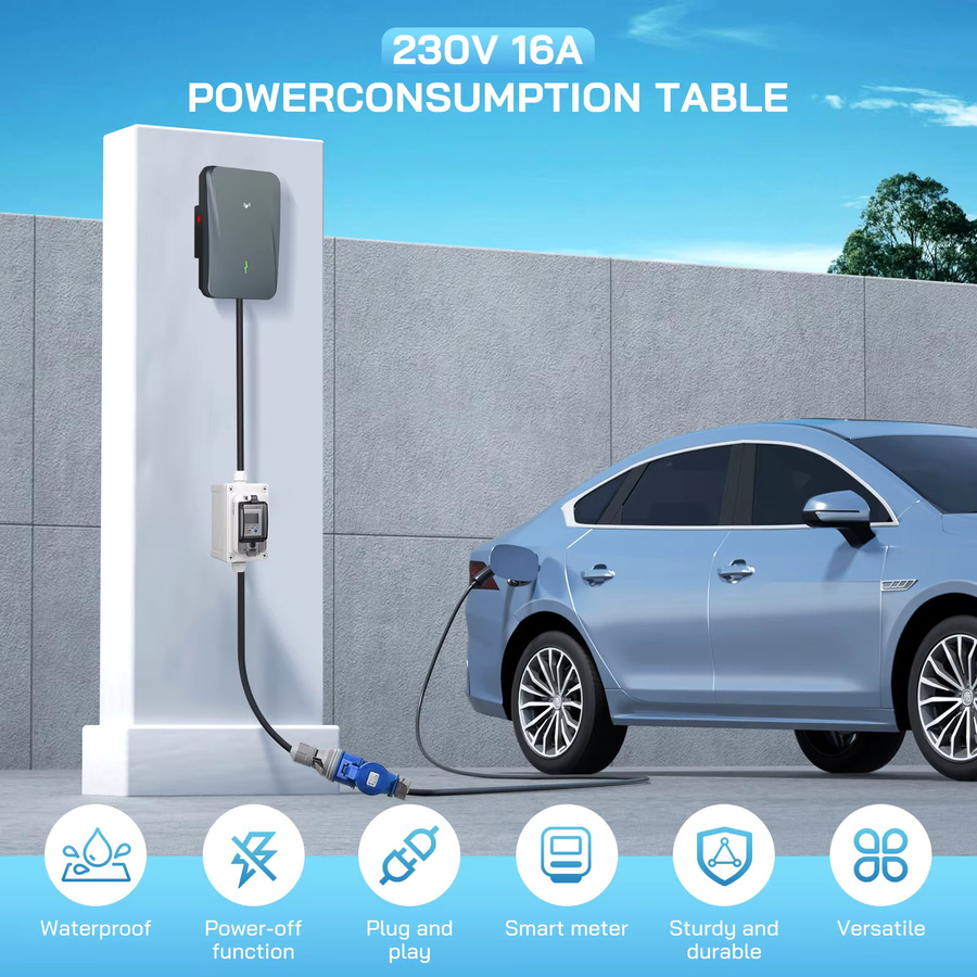 Mobiler digitaler Wattstundenzähler 230V 16A mit Steckdose, IP67 wasserdicht, LED und Reset, Farbe: Blau/Weiß - Bild 4