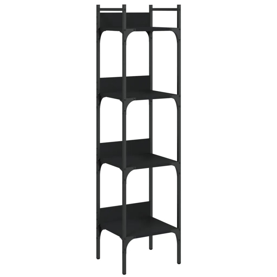 vidaXL Bücherregal mit 4 Böden in Schwarz, Modernes Wandregal aus MDF und Metall, B: 35 cm, T: 30 cm, H: 138,5 cm - Bild 2