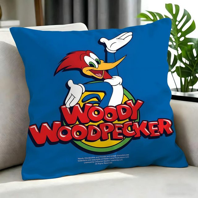 JMG Clothing Cartoon Woody Woodpecker Kissenbezug Set 4 Stück, Blau, Polyester, B/T/H: 40 x 40 cm, 45 x 45 cm, 50 x 50 cm - Bild 1