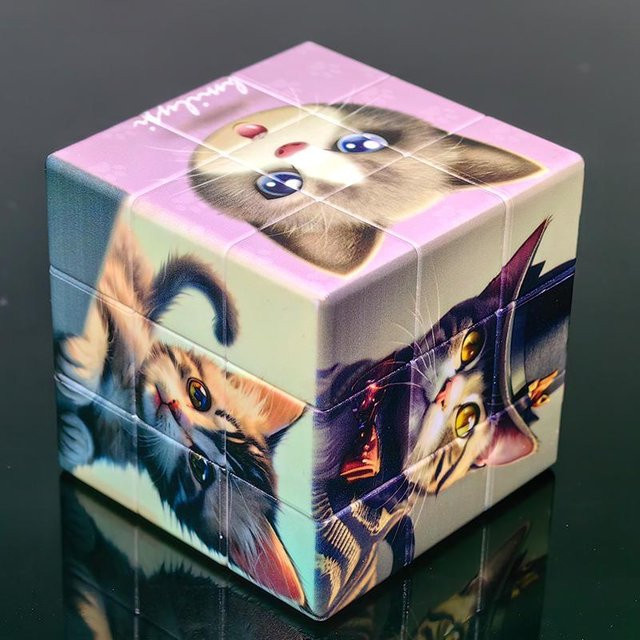 Binchi Keji Travel Katzen Zauberwürfel, 3D-Druck, Puzzle, ab 3 Jahren, weiß - Bild 1