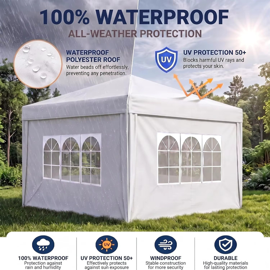 HiMISS Pop-Up Pavillon Wasserdichtes Gartenzelt mit 4 Seitenwänden Schwarz B/T/H: 300 x 300 x 260 cm - Bild 3