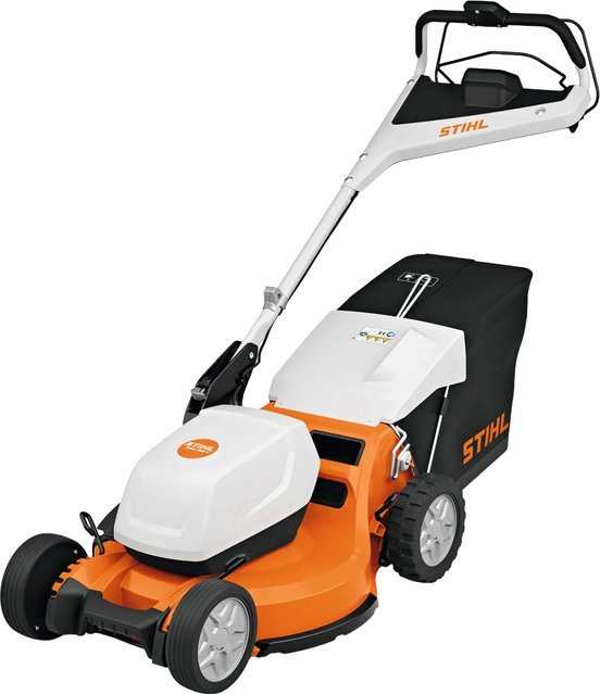 Stihl Akku-Rasenmäher RMA 756 V in Orange-Grau mit Mulchkit und Fangkorb - Bild 1