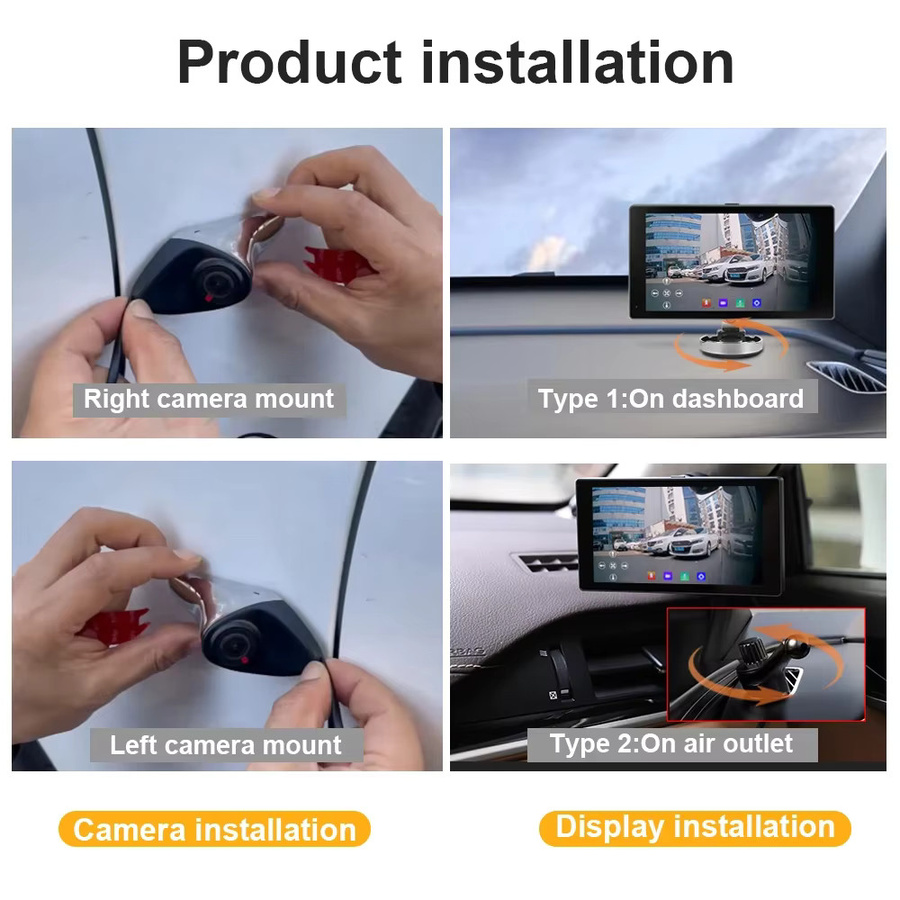 Carsanbo 5-Zoll-Touchscreen-Monitor für das Auto mit BSD-Warnung, Totwinkel-Kamera und Fahrrekorder in Schwarz - Bild 4