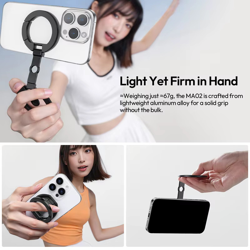 Ulanzi MA02 MagLock Dual Magnetischer Telefonständer in Schwarz, faltbarer MagSafe-Telefonhalter mit 1/4-Zoll-Schraube für iPhone und Android-Smartphones - Bild 5