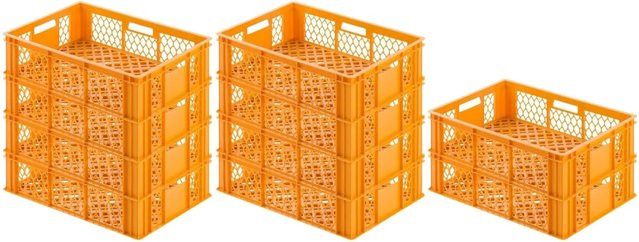 CHEFGASTRO SparSet 10 Eurobehälter Bäcker- und Konditorenkasten in Gelb-Orange, H x B x T: 17,1 x 40 x 60 cm, 33 Liter stapelbare Brötchenkiste - Bild 1