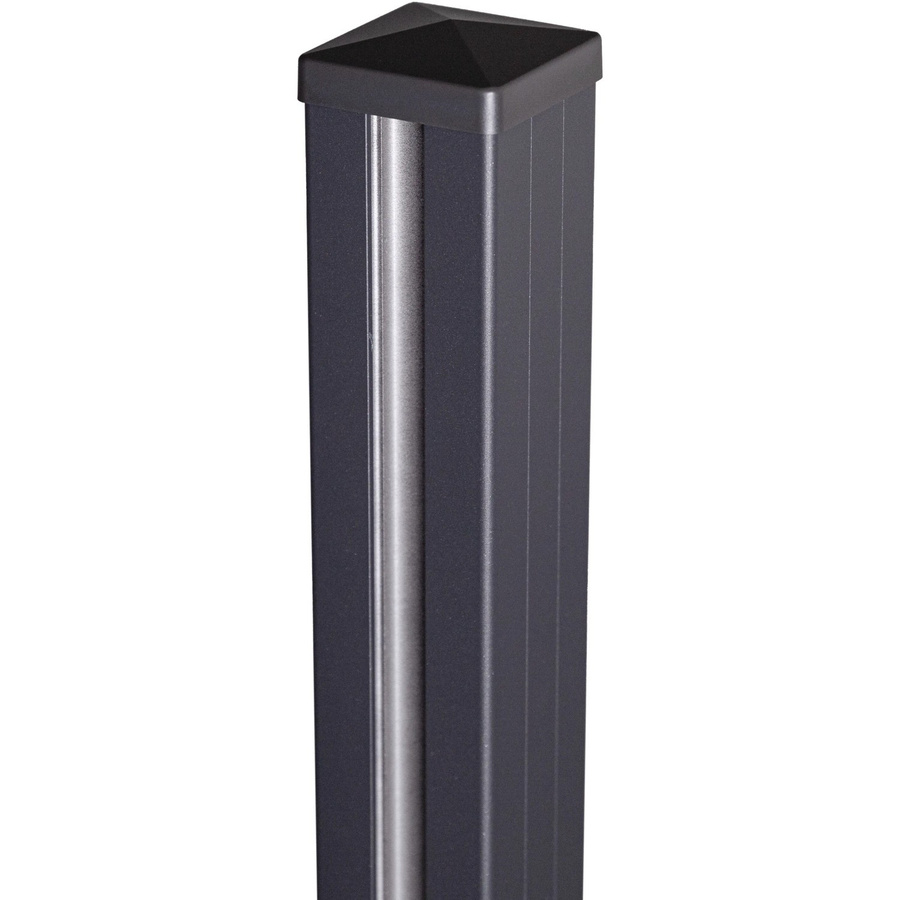 GroJa Lumino Alu-Steckzaunpfosten mit Pfostenkappe in Anthrazit, Höhe: 300 cm, Breite: 9 cm, Tiefe: 9 cm - Bild 2