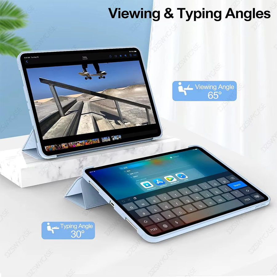 DZSWYCASE Smart Cover Hülle für iPad Pro 11 Zoll (2022/2021/2020), dreifach faltbarer Ständer, Blau - Bild 3