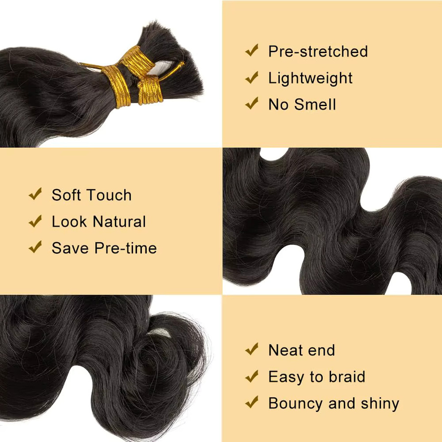 xbeauty Flechthaar, 100 % brasilianisches Remy-Haar, schwarz, lockig, 50,8 cm, 50 g - Bild 2