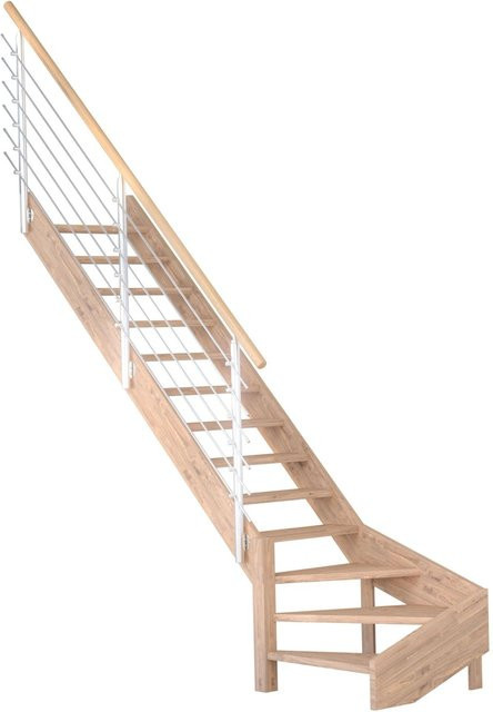 StarWood Treppe Mykonos Pro Eiche Design-Geländer Edelstahl Braun Länge: 90 cm - Bild 1