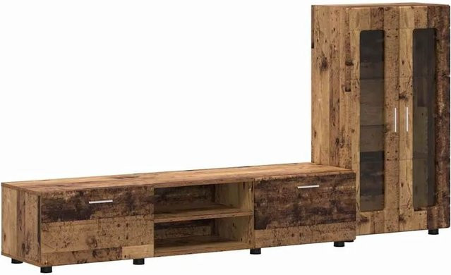 vidaXL TV-Schrankset in Altholz-Optik mit Schubladen und Regal, Braun, B/T/H: 150,0 x 39,0 x 48,4 cm - Bild 1