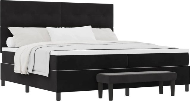vidaXL Boxspringbett mit Matratze in Schwarz aus Samt, B/T: 200 x 200 cm - Bild 1