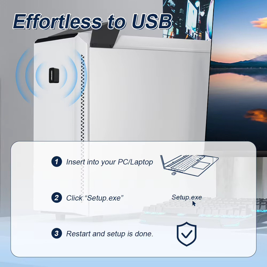 COMFAST WiFi 6 USB WLAN-Adapter AX600 Netzwerkkarte mit USB 3.0 und 2,4 GHz Unterstützung, treiberfreier Wi-Fi LAN-Adapter und WLAN-Empfänger - Bild 3