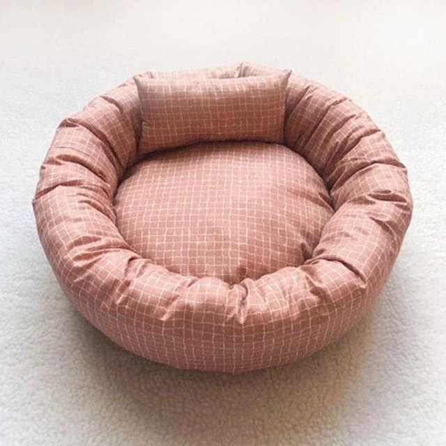 Runde Haustier-Schlafmatte von Yiran Furniture in Rot mit weichem Stoff, Durchmesser: 35 cm, Höhe: 10 cm - Bild 1