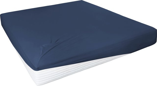 H.G. Hahn Spannbetttuch Feinjersey aus Baumwolle mit Elastan in Blau, B/T: 150 x 200 cm - Bild 1