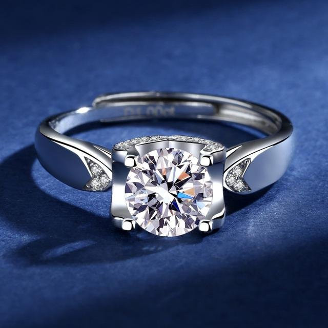 Wucifang Jewelry Ring 925 Silber, Moissanit, Damen, blau - Bild 1